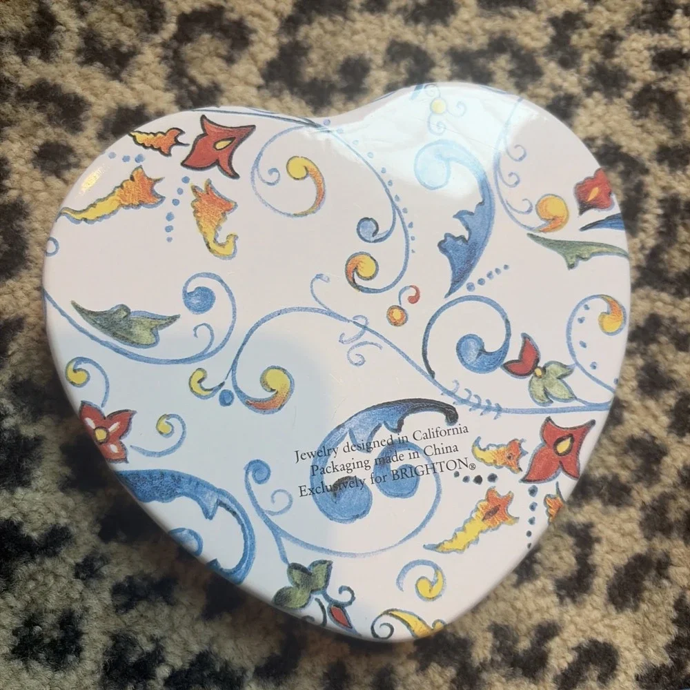 Brighton Lot Of 3 Tin Heart Shaped‎ Jewelry Boxes Empty 2 Medium And 1 Small